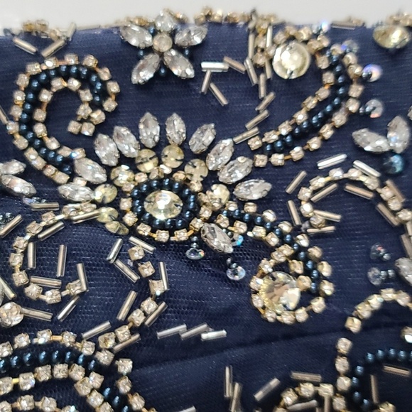 TLC Say Yes To The Prom Dress Navy Beaded Layered Tulle Lined Sz 7/8 GUC *READ* - Picture 3 of 14